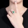 微信图片_202408061026453 SGARIT Fine Jewelry Factory Customized Solid 18k White Gold 1.5 Carats Pear Cut Jewellery Classic Engagement Anniversary Vivid Green Natural Gemstone Emerald Ring