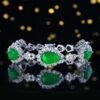 SGARIT Fine Jewelry Factory Custom Real 18k White Gold 22.42 Carats Pear Cut Jewellery Luxury Natural Gemstone Engagement Anniversary Vivd Green Emerald Bracelet