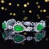 SGARIT Fine Jewelry Factory Custom Real 18k White Gold 22.42 Carats Pear Cut Jewellery Luxury Natural Gemstone Engagement Anniversary Vivd Green Emerald Bracelet