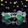 SGARIT Fine Jewelry Factory Custom Real 18k White Gold 22.42 Carats Pear Cut Jewellery Luxury Natural Gemstone Engagement Anniversary Vivd Green Emerald Bracelet