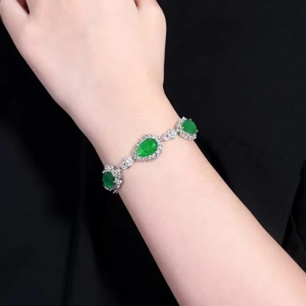 SGARIT Fine Jewelry Factory Custom Real 18k White Gold 22.42 Carats Pear Cut Jewellery Luxury Natural Gemstone Engagement Anniversary Vivd Green Emerald Bracelet
