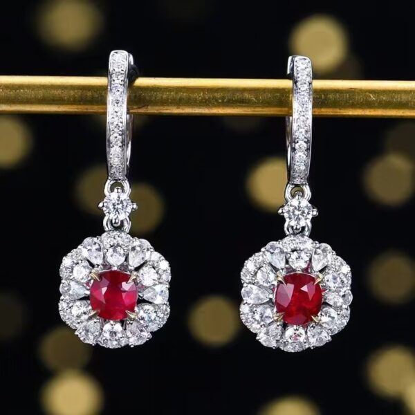 微信图片_20240806102806 SGARIT Fine Jewelry Manufacturer Custom Real 18k White Gold 0.66 Carats Round Brilliant Cut Jewellery Luxury Natural Gemstone Unburnt Pigeon Red Ruby Earrings