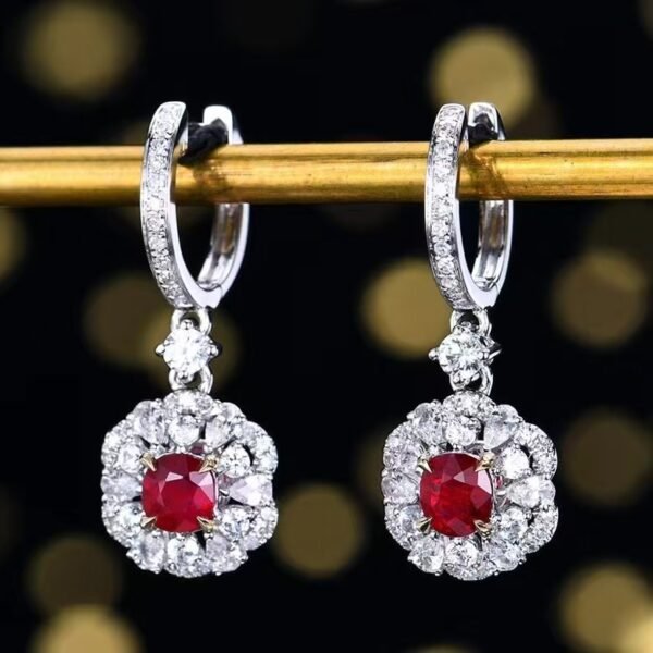 微信图片_202408061028061 SGARIT Fine Jewelry Manufacturer Custom Real 18k White Gold 0.66 Carats Round Brilliant Cut Jewellery Luxury Natural Gemstone Unburnt Pigeon Red Ruby Earrings