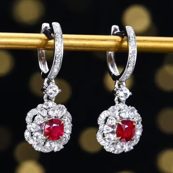 微信图片_20240806102807 SGARIT Fine Jewelry Manufacturer Custom Real 18k White Gold 0.66 Carats Round Brilliant Cut Jewellery Luxury Natural Gemstone Unburnt Pigeon Red Ruby Earrings