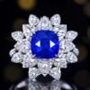 SGARIT Fine Jewelry Factory Customized Solid 18k White Gold 4.03 Carats Cushion Cut Jewellery Classic Engagement Anniversary Natural Sri Lanka Royal Blue Sapphire Gemstone Ring/Pendant