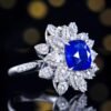 SGARIT Fine Jewelry Factory Customized Solid 18k White Gold 4.03 Carats Cushion Cut Jewellery Classic Engagement Anniversary Natural Sri Lanka Royal Blue Sapphire Gemstone Ring/Pendant