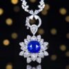 SGARIT Fine Jewelry Factory Customized Solid 18k White Gold 4.03 Carats Cushion Cut Jewellery Classic Engagement Anniversary Natural Sri Lanka Royal Blue Sapphire Gemstone Ring/Pendant