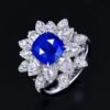 SGARIT Fine Jewelry Factory Customized Solid 18k White Gold 4.03 Carats Cushion Cut Jewellery Classic Engagement Anniversary Natural Sri Lanka Royal Blue Sapphire Gemstone Ring/Pendant