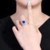 SGARIT Fine Jewelry Factory Customized Solid 18k White Gold 4.03 Carats Cushion Cut Jewellery Classic Engagement Anniversary Natural Sri Lanka Royal Blue Sapphire Gemstone Ring/Pendant