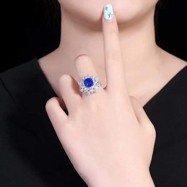 SGARIT Fine Jewelry Factory Customized Solid 18k White Gold 4.03 Carats Cushion Cut Jewellery Classic Engagement Anniversary Natural Sri Lanka Royal Blue Sapphire Gemstone Ring/Pendant
