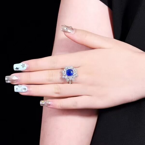 SGARIT Fine Jewelry Factory Customized Solid 18k White Gold 4.03 Carats Cushion Cut Jewellery Classic Engagement Anniversary Natural Sri Lanka Royal Blue Sapphire Gemstone Ring/Pendant