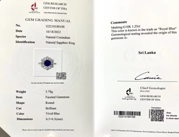 微信图片_202408061029403 SGARIT Fine Jewelry Factory Customized Solid 18k White Gold 1.25 Carats Round Brilliant Cut Jewellery Classic Engagement Anniversary Natural Sri Lanka Cornflower Blue Sapphire Gemstone Ring