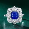 SGARIT Fine Jewelry Factory Customized Solid 18k White Gold 2.28 Carats Cushion Cut Jewellery Classic Engagement Anniversary Natural Sri Lanka Centaire Blue Sapphire Gemstone Ring