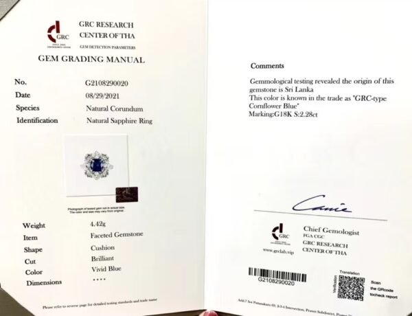 SGARIT Fine Jewelry Factory Customized Solid 18k White Gold 2.28 Carats Cushion Cut Jewellery Classic Engagement Anniversary Natural Sri Lanka Centaire Blue Sapphire Gemstone Ring