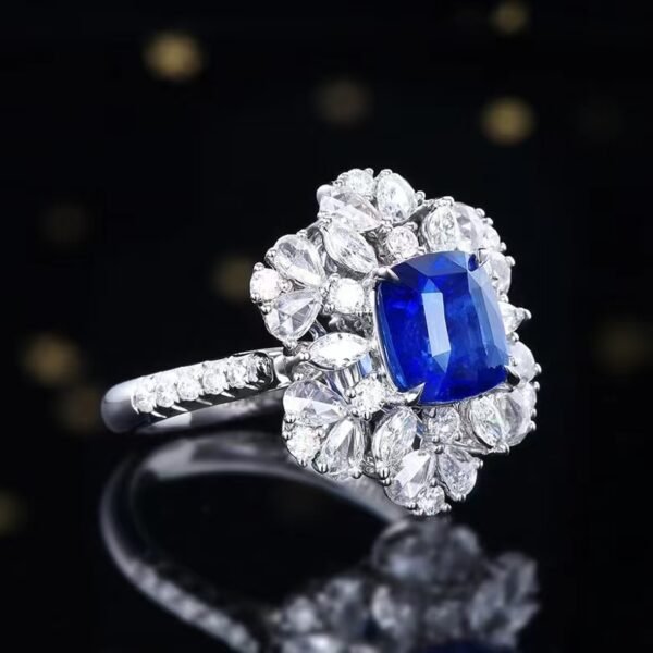 微信图片_20240806103105 SGARIT Fine Jewelry Factory Customized Solid 18k White Gold 3.72 Carats Cushion Cut Jewellery Classic Engagement Anniversary Natural Royal Blue Sapphire Gemstone Ring