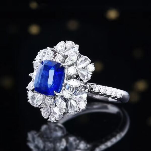 微信图片_202408061031051 SGARIT Fine Jewelry Factory Customized Solid 18k White Gold 3.72 Carats Cushion Cut Jewellery Classic Engagement Anniversary Natural Royal Blue Sapphire Gemstone Ring