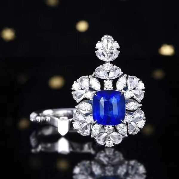 微信图片_202408061031052 SGARIT Fine Jewelry Factory Customized Solid 18k White Gold 3.72 Carats Cushion Cut Jewellery Classic Engagement Anniversary Natural Royal Blue Sapphire Gemstone Ring