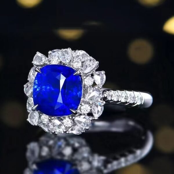 微信图片_202408061032091 SGARIT Fine Jewelry Manufacturers Customized Solid 18k White Gold 3.66 Carats Cushion Cut Jewellery Classic Engagement Anniversary Natural Sri Lanka Royal Blue Sapphire Gemstone Ring/Pendant