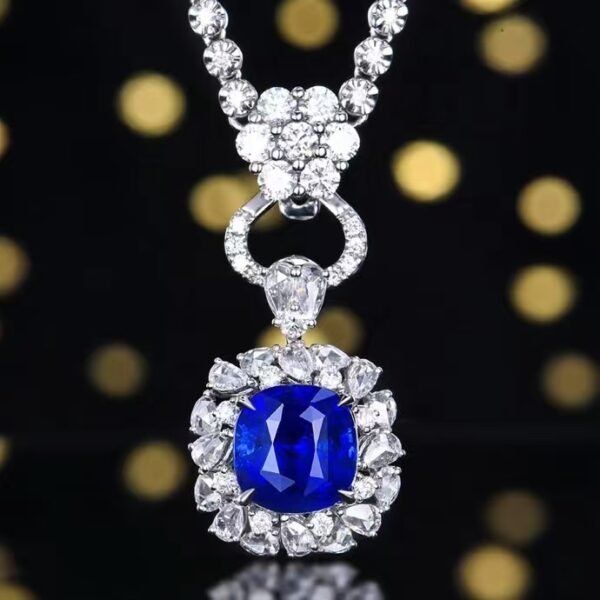 微信图片_202408061032093 SGARIT Fine Jewelry Manufacturers Customized Solid 18k White Gold 3.66 Carats Cushion Cut Jewellery Classic Engagement Anniversary Natural Sri Lanka Royal Blue Sapphire Gemstone Ring/Pendant