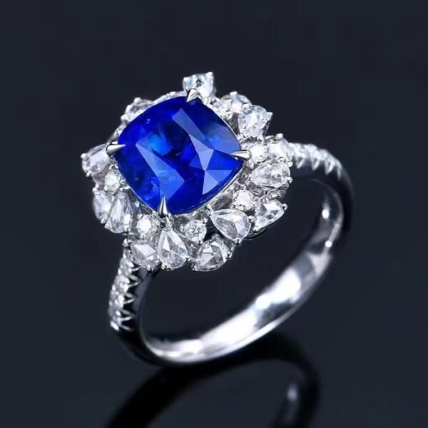 微信图片_202408061032094 SGARIT Fine Jewelry Manufacturers Customized Solid 18k White Gold 3.66 Carats Cushion Cut Jewellery Classic Engagement Anniversary Natural Sri Lanka Royal Blue Sapphire Gemstone Ring/Pendant