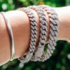 925 Sterling Silver Moissanite Cuban Chain  Bracelet