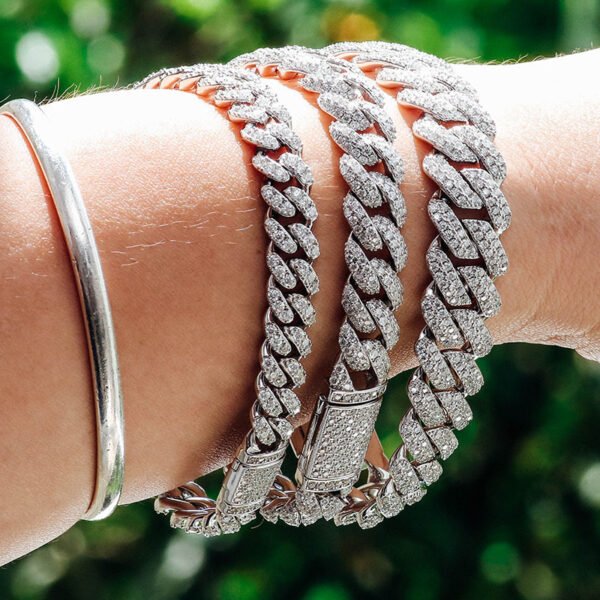 925 Sterling Silver Moissanite Cuban Chain  Bracelet