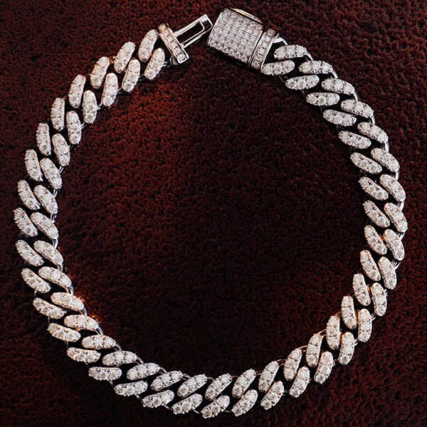 925 Sterling Silver Moissanite Cuban Chain  Bracelet