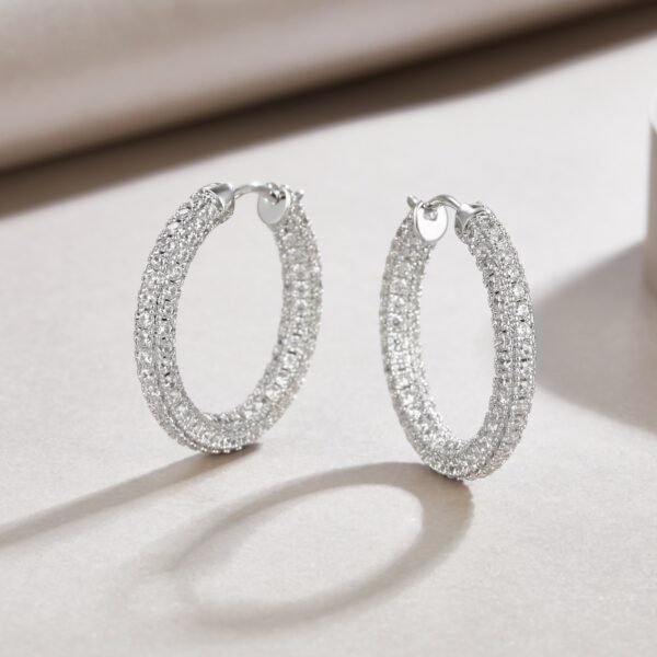 O1CN01RlIyT02AkQuq5lj95_!!1110428241-0-cib 925 Sterling Silver Moissanite Hoop Earrings