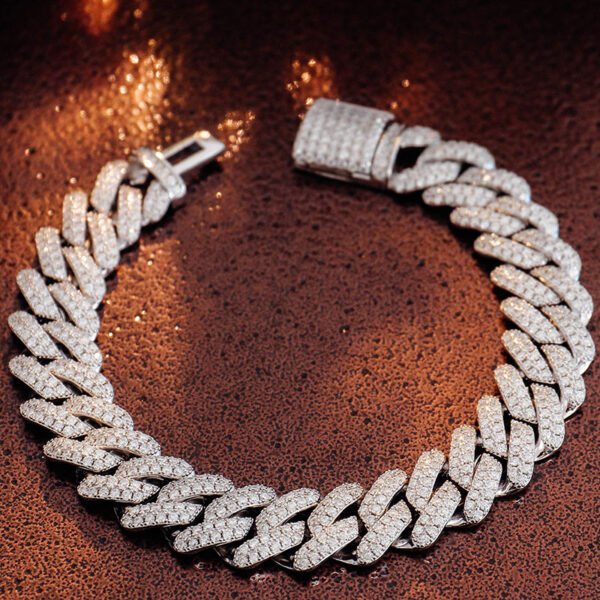 925 Sterling Silver Moissanite Cuban Chain  Bracelet