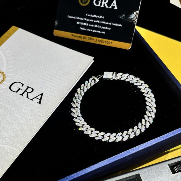 925 Sterling Silver Moissanite Cuban Chain  Bracelet