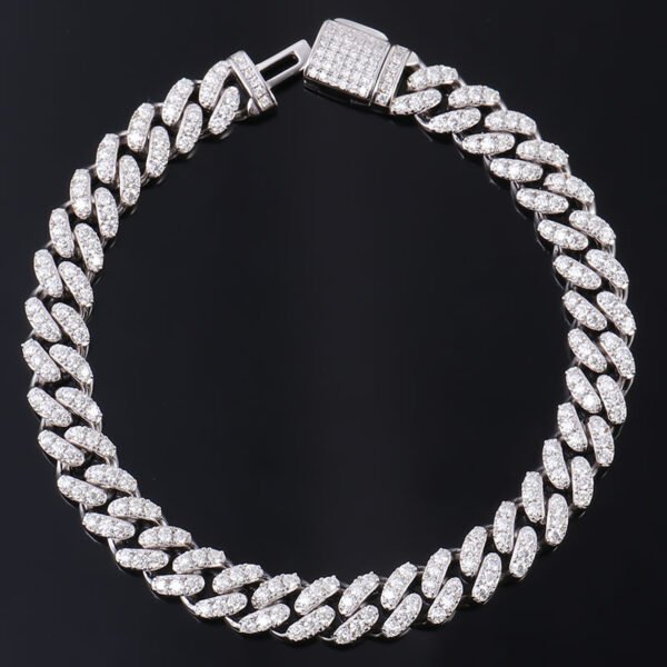 925 Sterling Silver Moissanite Cuban Chain  Bracelet