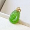 SGARIT Factory 18K Gold Jewellery Natural Nephrite Hetian Jasper Jade Apple Green Pendant Jewelry
