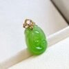 SGARIT Factory 18K Gold Jewellery Natural Nephrite Hetian Jasper Jade Apple Green Pendant Jewelry