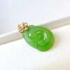 SGARIT Factory 18K Gold Jewellery Natural Nephrite Hetian Jasper Jade Apple Green Pendant Jewelry