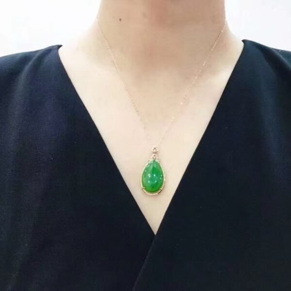 微信图片_20240918153342 SGARIT Factory Direct Selling 18K Gold Jewellery Pear Cut Natural Nephrite Hetian Jasper Jade Water Drop Spinach Green Pendant Jewelry
