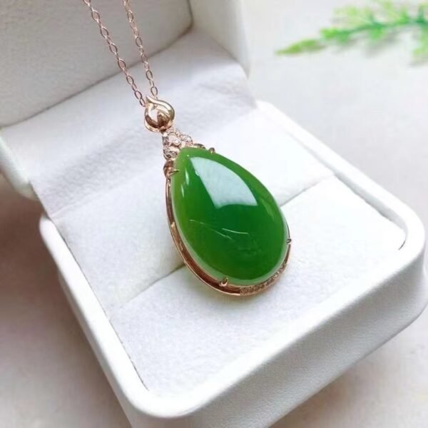 微信图片_202409181533422 SGARIT Factory Direct Selling 18K Gold Jewellery Pear Cut Natural Nephrite Hetian Jasper Jade Water Drop Spinach Green Pendant Jewelry