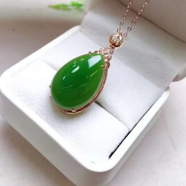 微信图片_20240918153343 SGARIT Factory Direct Selling 18K Gold Jewellery Pear Cut Natural Nephrite Hetian Jasper Jade Water Drop Spinach Green Pendant Jewelry