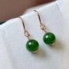 微信图片_202409181534293 SGARIT Manufacturer 18K Gold Jewellery Round Brilliant Cut Natural Nephrite Hetian Jasper Jade Bead Earrings Jewelry