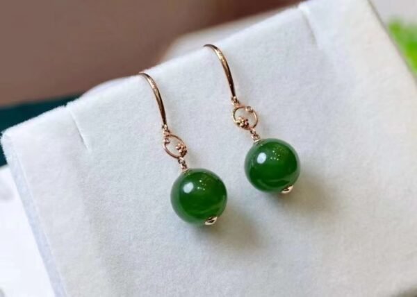 微信图片_202409181534293 SGARIT Manufacturer 18K Gold Jewellery Round Brilliant Cut Natural Nephrite Hetian Jasper Jade Bead Earrings Jewelry
