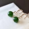 微信图片_20240918153430 SGARIT Manufacturer 18K Gold Jewellery Round Brilliant Cut Natural Nephrite Hetian Jasper Jade Bead Earrings Jewelry