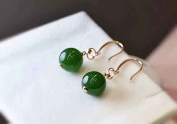 微信图片_20240918153430 SGARIT Manufacturer 18K Gold Jewellery Round Brilliant Cut Natural Nephrite Hetian Jasper Jade Bead Earrings Jewelry