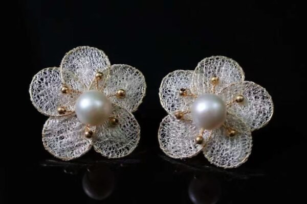 Natural 9Mm 10Mm 14K Filled Gold  Fresh Water Pearl Earrings