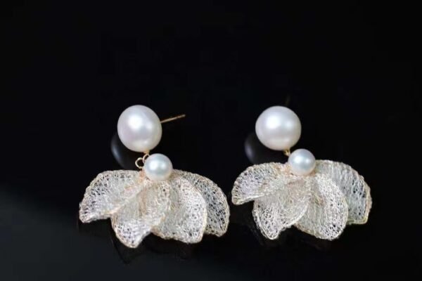 微信图片_20240928104423 Natural Freshwater Pearl Bread Beads Earrings 14K Filled Gold