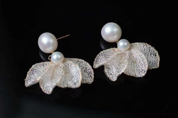 微信图片_20240928104424 Natural Freshwater Pearl Bread Beads Earrings 14K Filled Gold