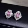 微信图片_202409281604261 Real 18k White Gold 1.75CT Natural Gemstone Unheated Papalacha Blue Sapphire Stud Earrings