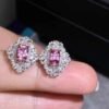 微信图片_202409281604263 Real 18k White Gold 1.75CT Natural Gemstone Unheated Papalacha Blue Sapphire Stud Earrings