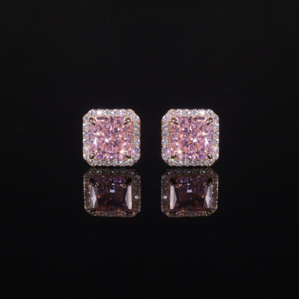 S925 Sterling Silver Pink Zircon Earrings