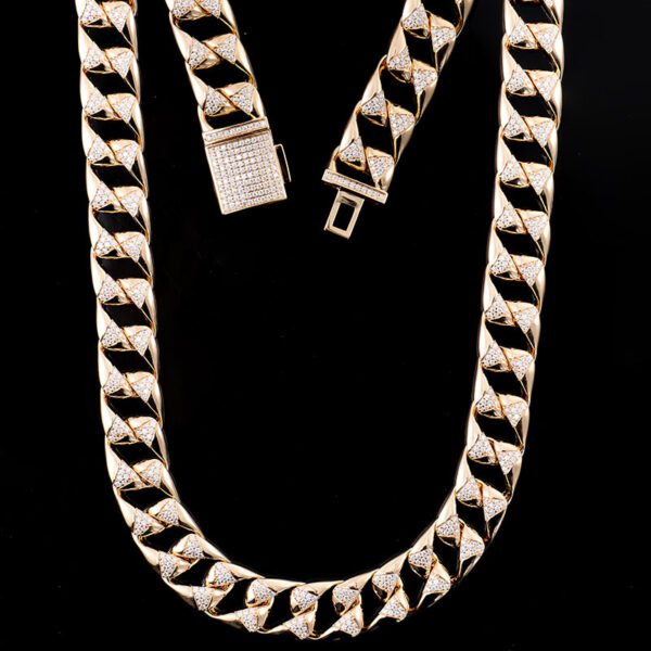O1CN019qm81i1aICAguiU3o_!!1925443306-0-cib Sgarit Fine Jewelry 12Mm Silver Plated 18K Gold Moissiante Cuban Chain Necklace