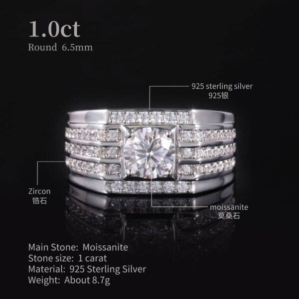 Sgarit Fine Jewelry S925 Sterling Silver Moissanite D Color 1 Carat With Gra Certificate Wedding Ring