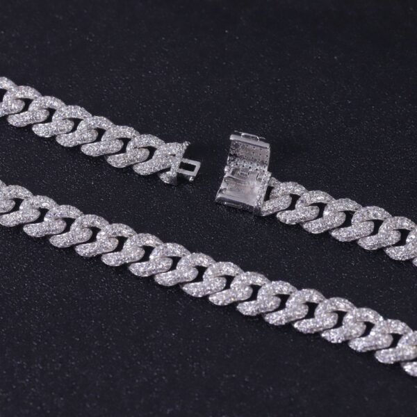 S925 Silver Cuban Chain 8mm Moissanite Necklace